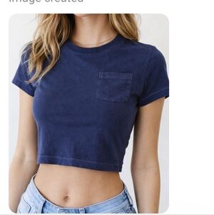 Crew Cuts Baby Tee Shirt LG Youth Garment Dyed Navy Blue See Measurements.